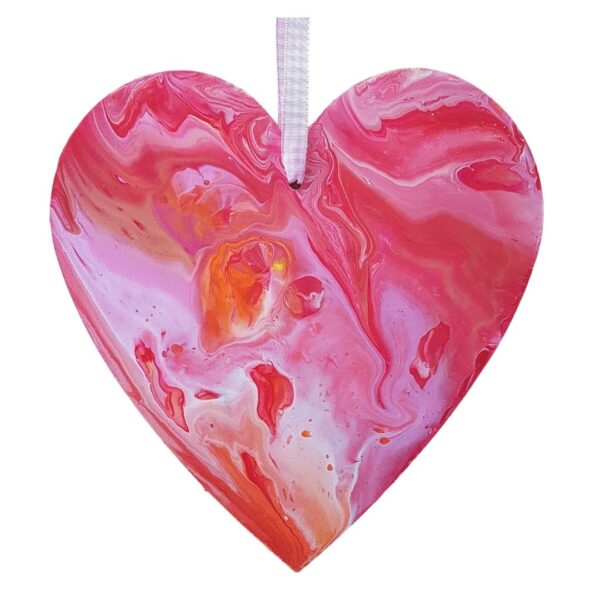 New Large Wooden Heart - Pink and Red