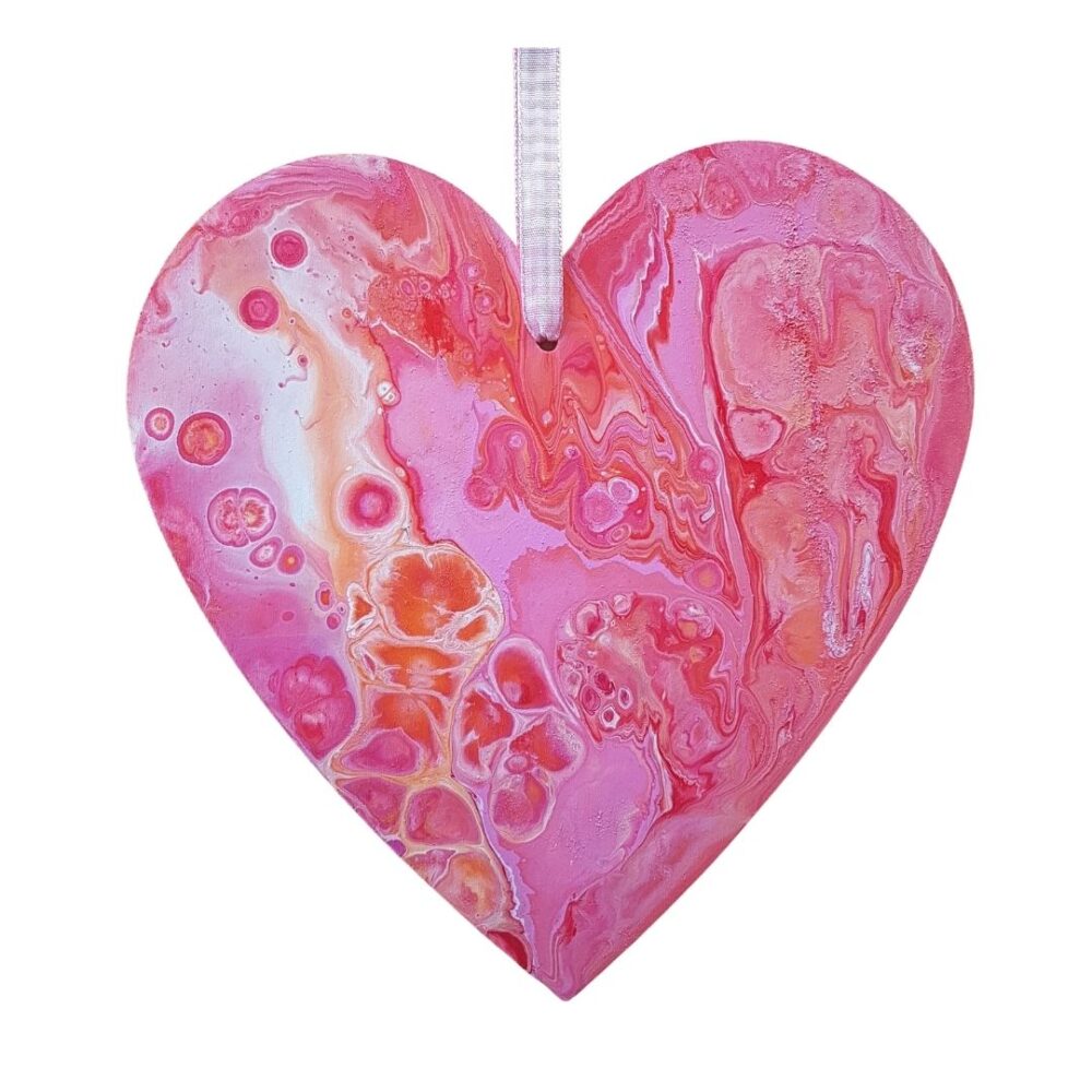 New Large Wooden Heart - Pink and Red